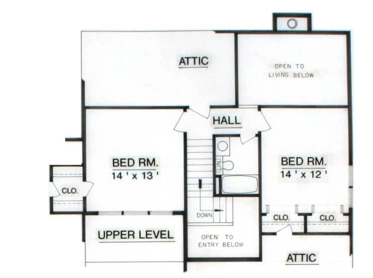 Upper level floor plan image of Cypress Green - 1507 House Plan
